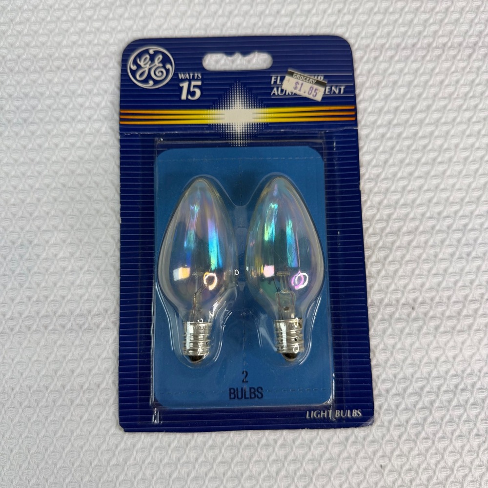 GE 15 Watt Auradescent Flame Tip Candelabra Base Light Bulbs 2 Pack 15 FC/AU